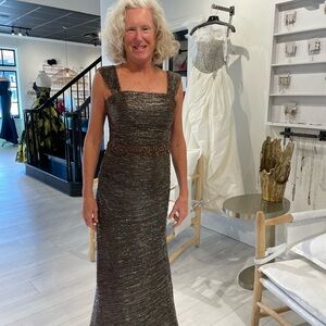 Mon Cheri Metallic Black Gown